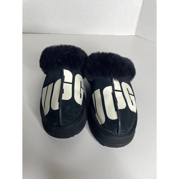 UGG Platform Slip on Slipper Mules Black Disquette Chopd Womens 6 - Picture 6 of 8